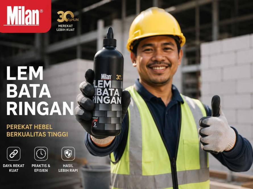 Milan Lem Bata Ringan adalah perekat hebel berkualitas tinggi dengan daya rekat kuat, aplikasi efisien, dan hasil konstruksi lebih rapi.
