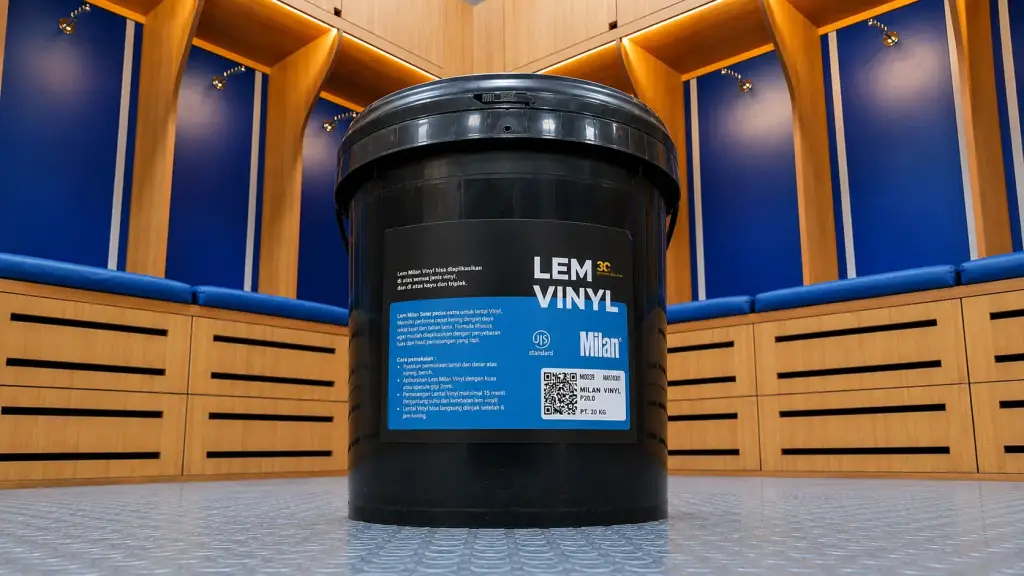 Lem Vinyl Milan Dipercaya untuk Pemasangan Karpet di Ruang Ganti Pemain Stadion Jatidiri Semarang Pengaplikasian Lem Vinyl Milan pada lantai ruang ganti pemain Stadion Jatidiri Semarang sebelum pemasangan karpet.