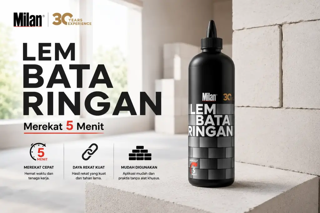 Milan lem bata ringan dengan daya rekat kuat