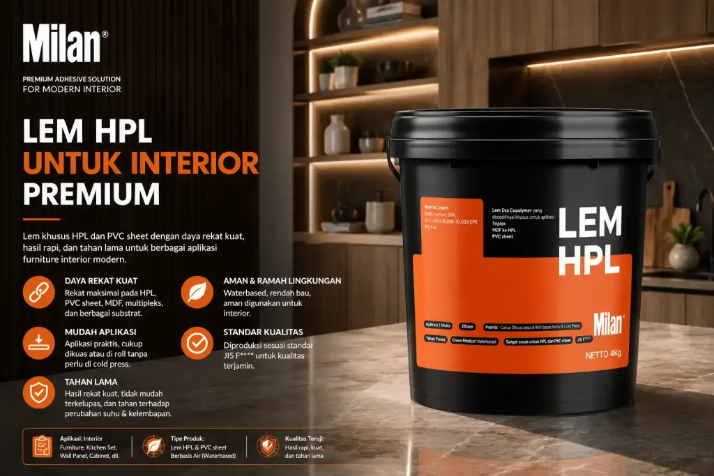Milan Lem HPL untuk furniture interior premium dengan daya rekat kuat