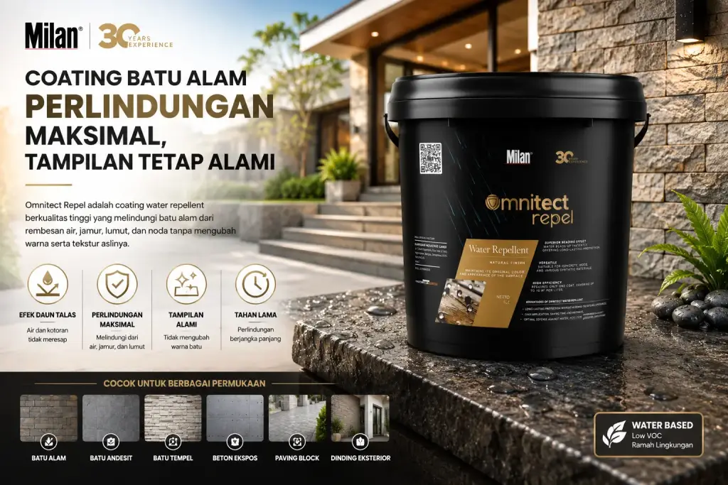 Milan Omnitect Water Repellent sebagai coating alami untuk batu alam