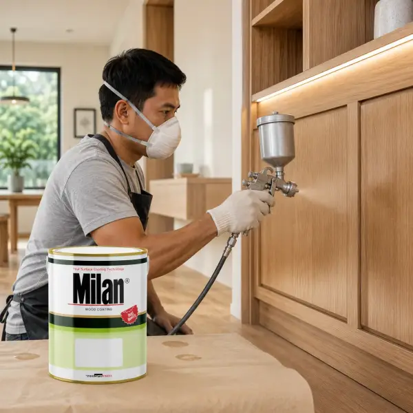 contoh pemakaian cat kayu Milan Nitrocellulose sebagai pelapis interior