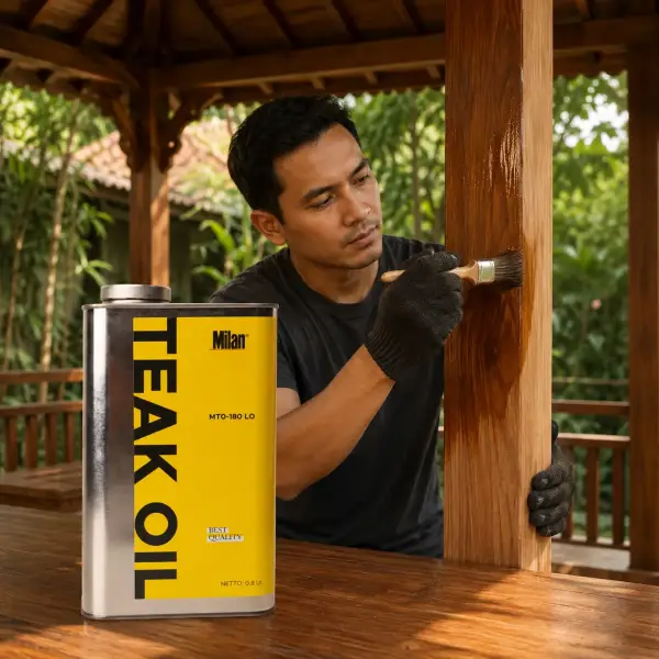 contoh pemakaian milan teak oil di gazebo kayu