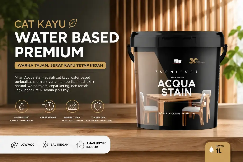 Milan Acqua Stain sebagai cat kayu water based premium