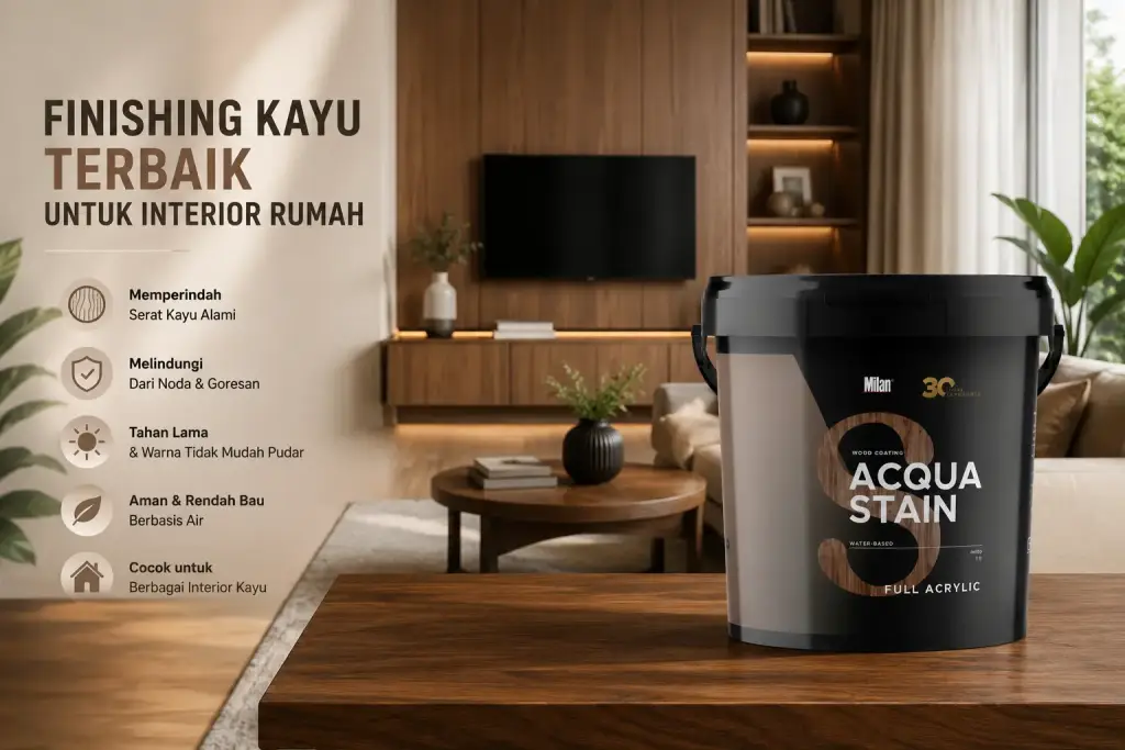 Milan Acqua Stain sebagai finishing kayu interior rumah minimalis modern