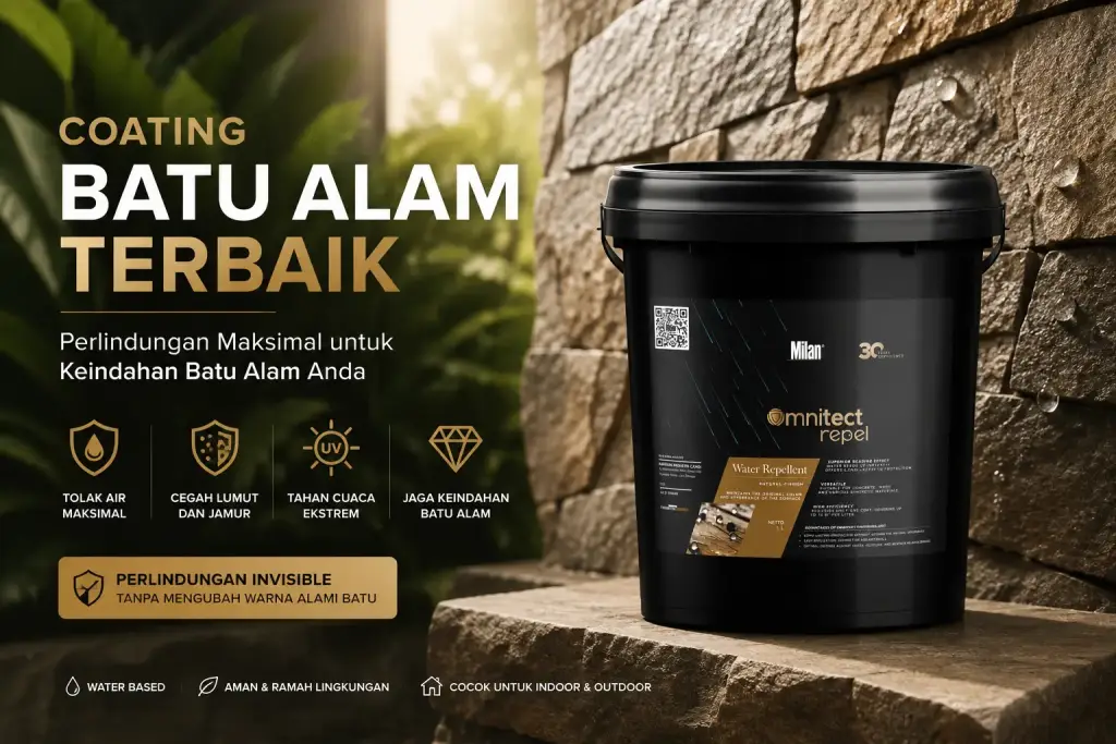 5 Cara Melindungi Batu Alam dari Lumut, Jamur, dan Air Hujan Milan Omnitect Water Repellent sebagai coating terbaik untuk batu alam