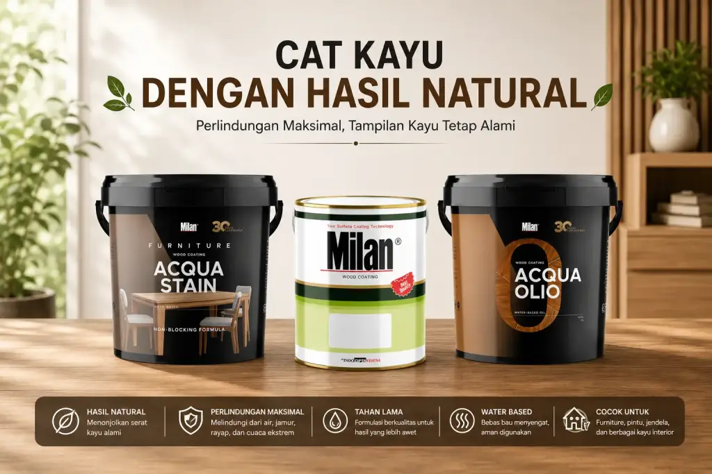 9 Cara Mendapatkan Hasil Cat Kayu Halus dan Natural pada Furniture Produk cat kayu Milan dengan hasil natural
