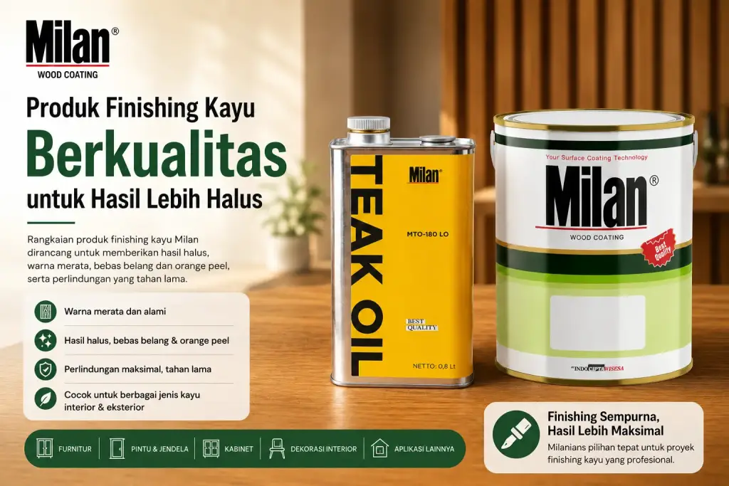 9 Tips Finishing Kayu agar Permukaan Bebas Belang dan Orange Peel rangkaian produk finishing kayu Milan untuk mencegah orange peel