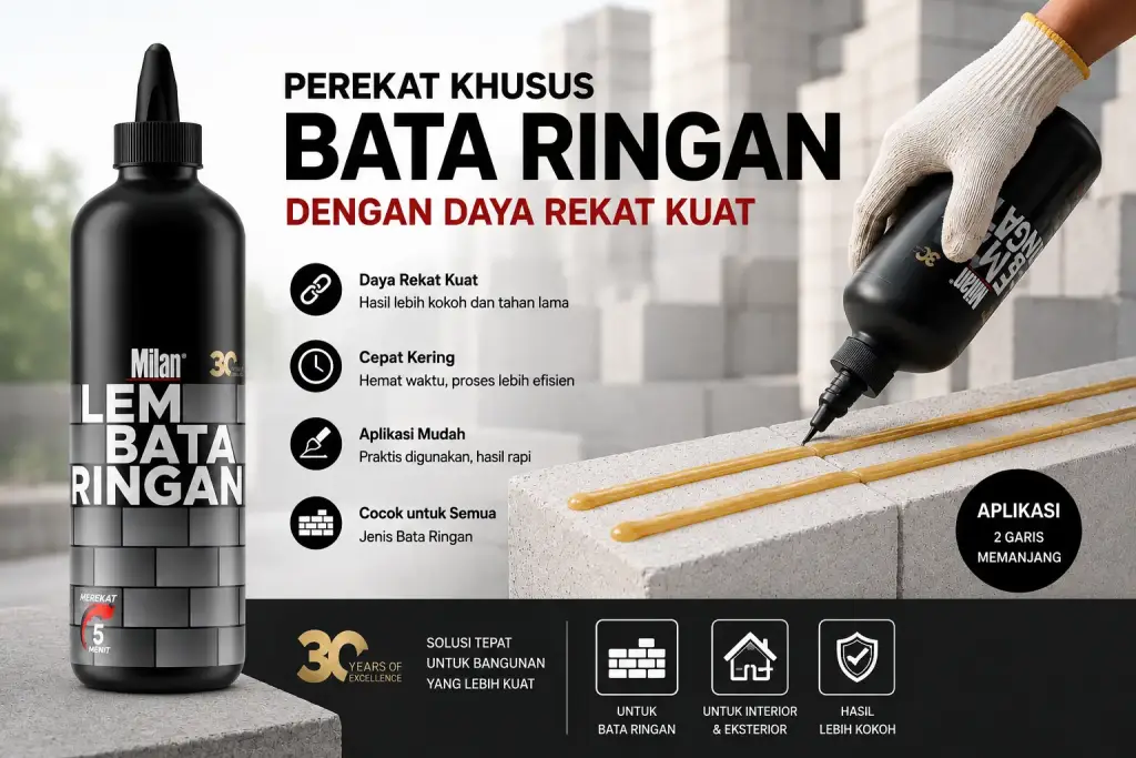 Lem Bata Ringan Milan untuk hebel AAC dan CLC
