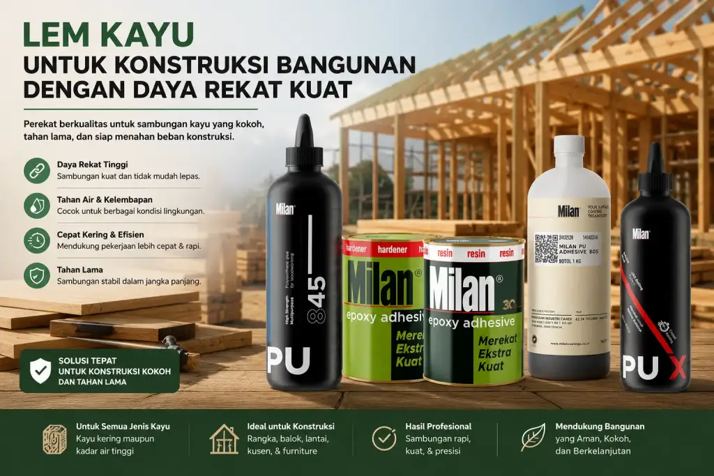 Lem Kayu Milan dengan daya rekat kuat untuk konstruksi