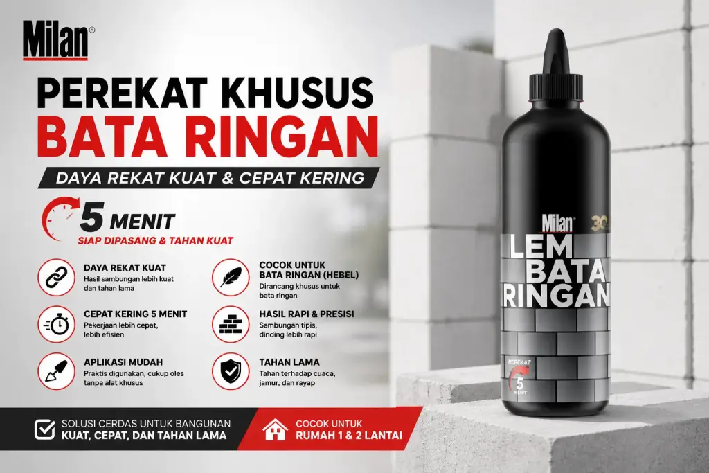 Lem bata ringan Milan untuk pembangunan rumah 2 lantai
