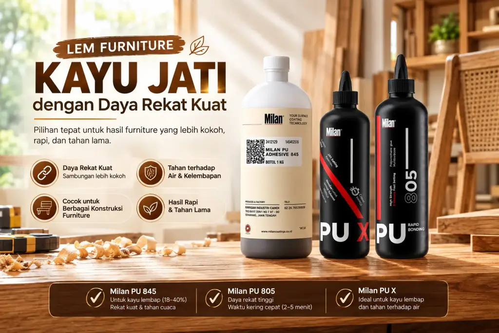 Milan Lem PU sebagai perekat furniture kayu jati