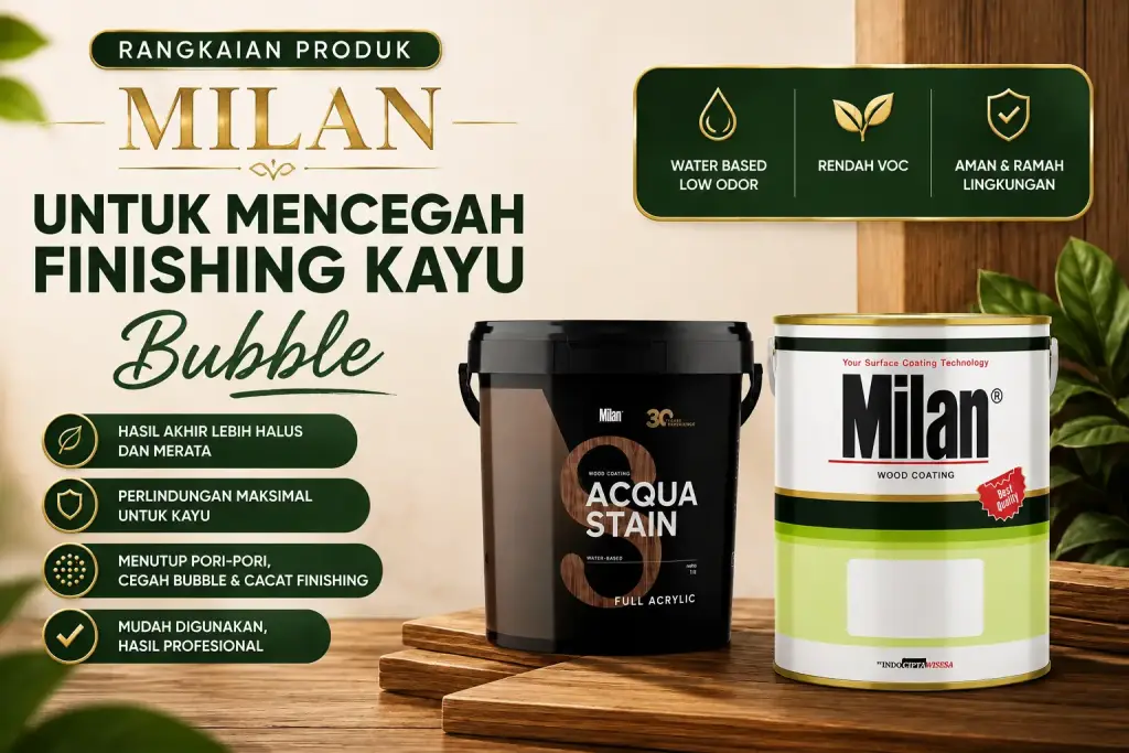 rangkaian produk Milan untuk mencegah finishing kayu bubble