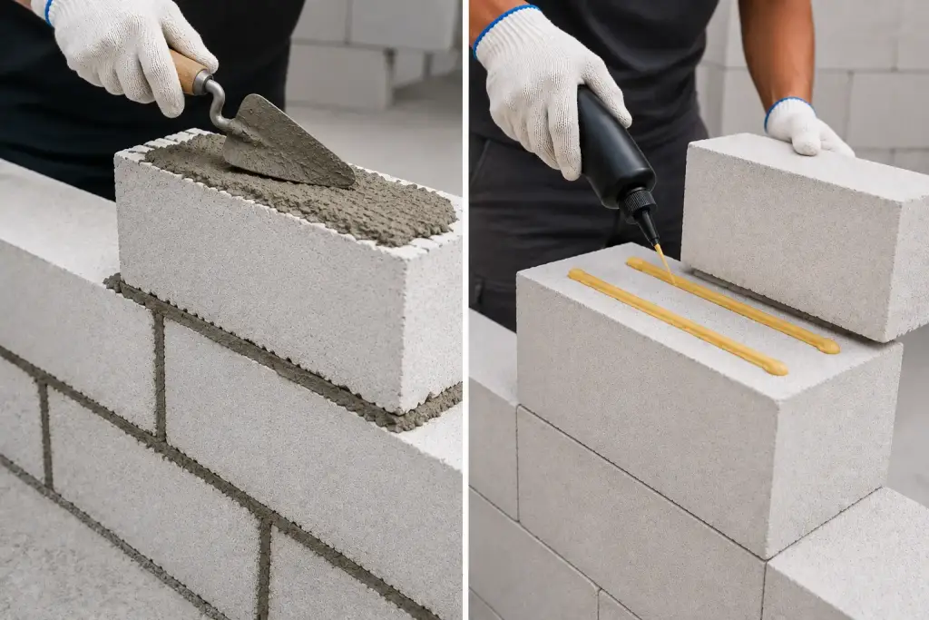 Semen Mortar vs Lem Bata Ringan Milan, Mana yang Lebih Kuat untuk Dinding? contoh aplikasi semen mortar vs lem bata ringan milan