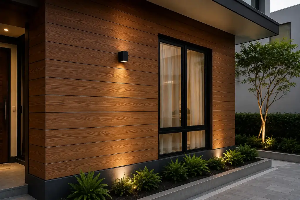 6 Ide Desain Dinding Fiber Cement untuk Rumah Modern dan Minimalis ide desain dinding Fiber Cement Motif Kayu Horizontal