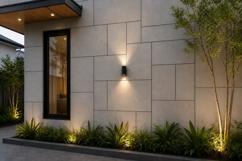 6 Ide Desain Dinding Fiber Cement untuk Rumah Modern dan Minimalis ide desain dinding Fiber Cement dengan Pola Geometris