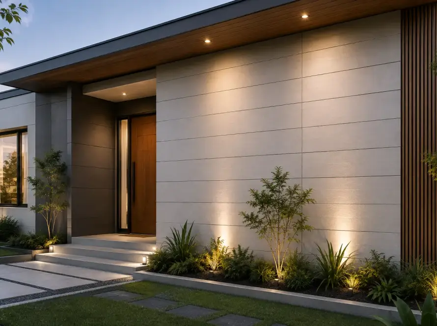ide desain dinding fiber cement untuk rumah modern
