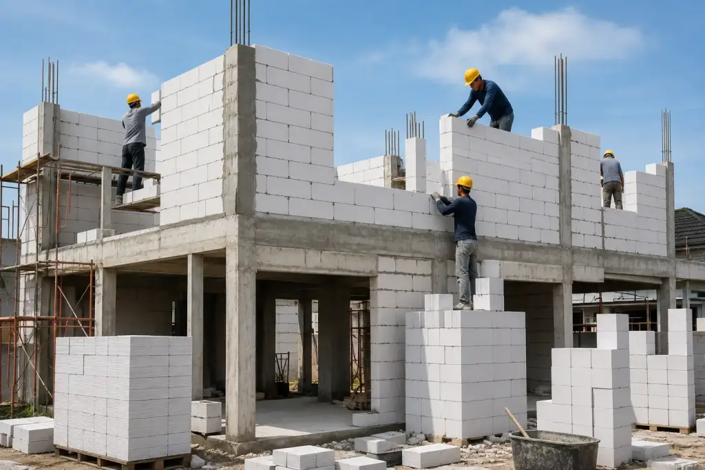 pemasangan bata ringan untuk rumah 2 lantai