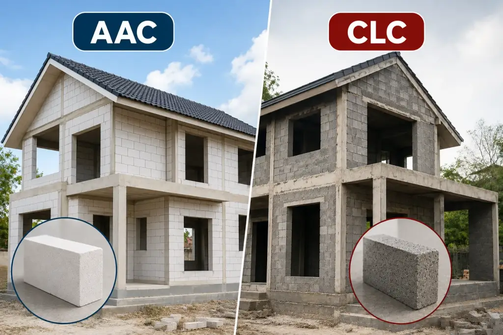 perbandingan bangunan rumah dengan bata ringan AAC vs CLC