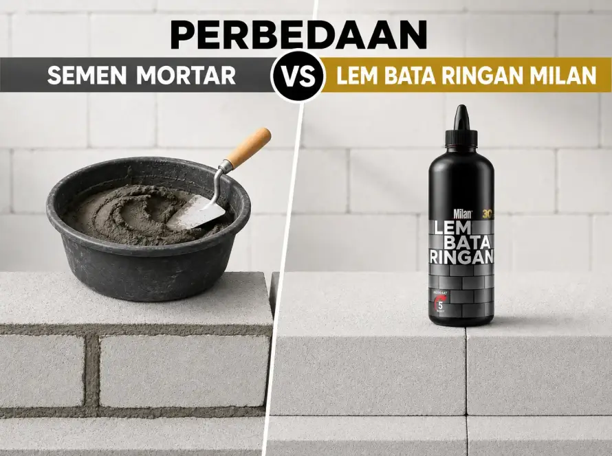 perbedaan semen mortar vs lem bata ringan milan