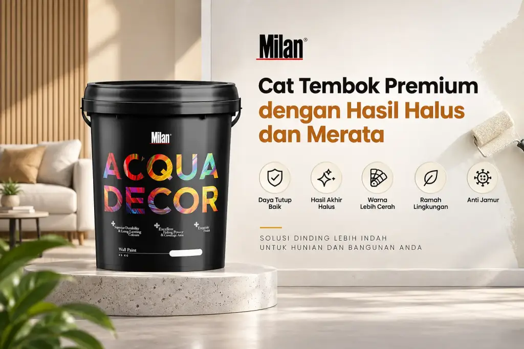 Cat Tembok Tidak Merata: 9 Penyebab dan Cara Mendapatkan Hasil Lebih Halus Milan Acqua Decor sebagai cat tembok premium dengan hasil halus dan rata
