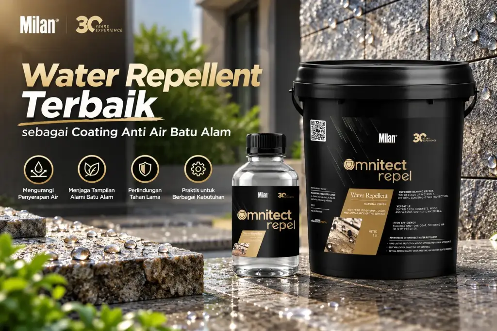 7 Tanda Batu Alam Sudah Perlu Diberi Coating Pelindung Anti Air Milan Omnitect Water Repellent 100 ml sebagai coating anti air terbaik untuk batu alam