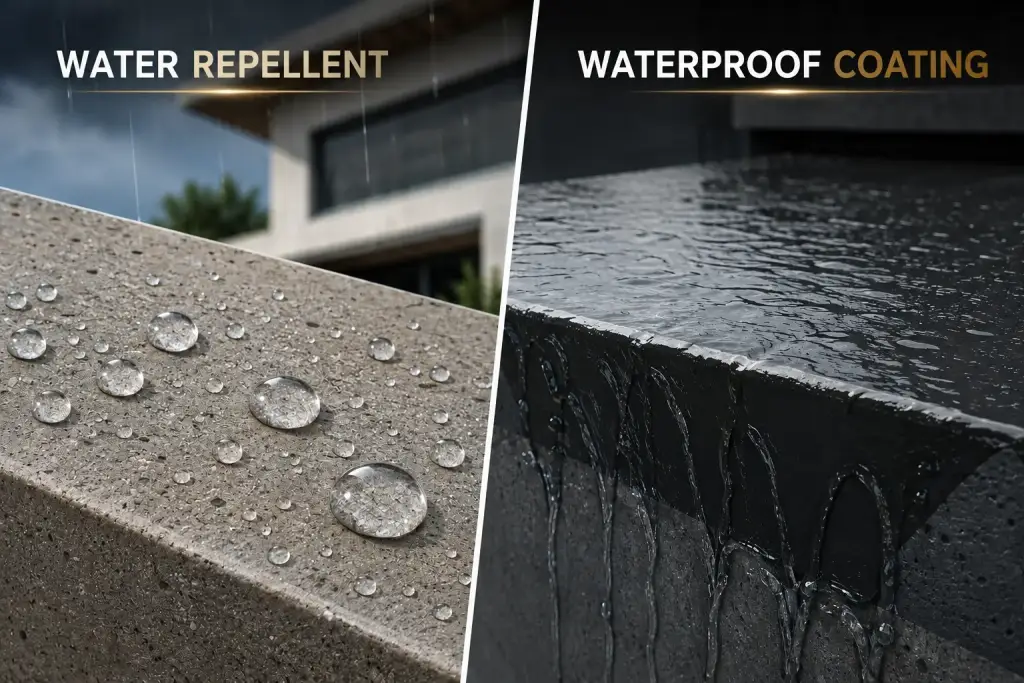 perbedaan water repellent vs waterproof coating